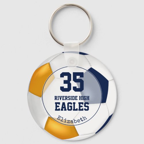 blue white orange soccer ball team colors keychain