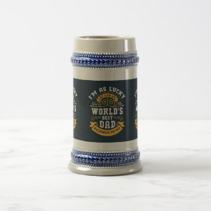 Blue White Orange Worlds Best Dad Beer Stein