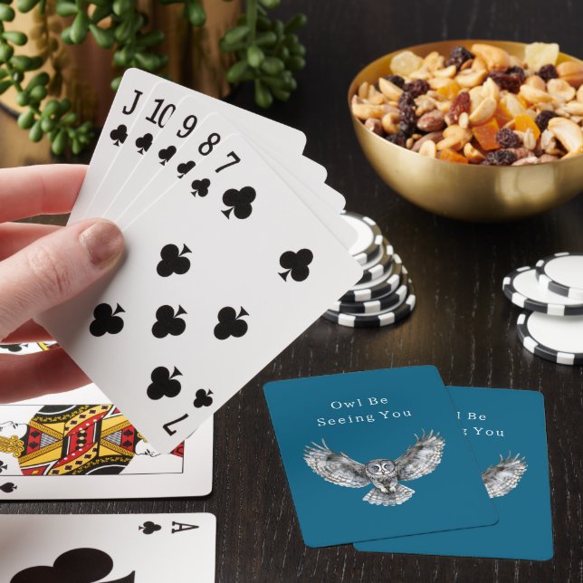 Blue White Owl   Poker Cards (In Situ)