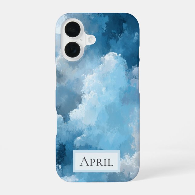 Blue & White Painted Clouds Iphone Case (Back)