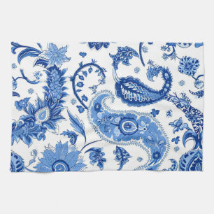 Blue & White Paisley Kitchen Towel 