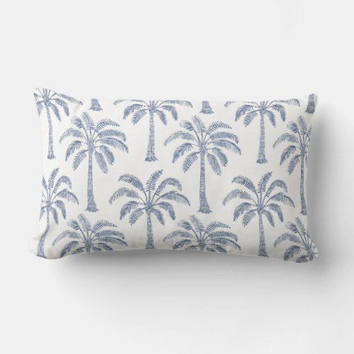 Blue  White Palm Tree Lumbar Pillow