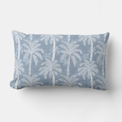 Blue  White Palm Tree Lumbar Pillow