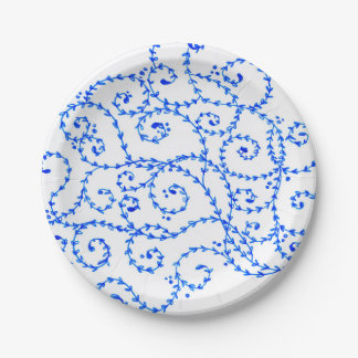 Blue & White Paper Plates 7 in