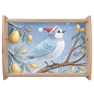 Blue&White Partridge In A Pear Tree serving tray