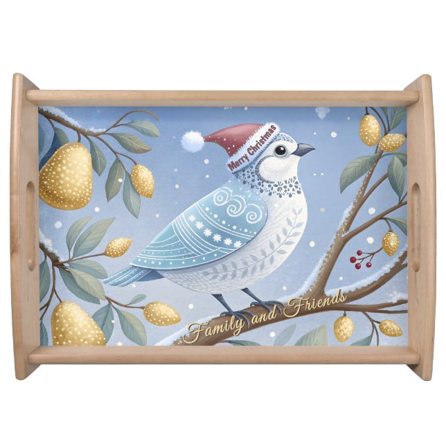 Blue&White Partridge In A Pear Tree serving tray (Front)