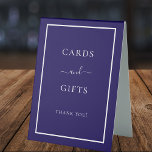 Blue white party card gifts sign<br><div class="desc">A dark blue background and a white frame. Text: Cards and Gifts.  Thank you!</div>