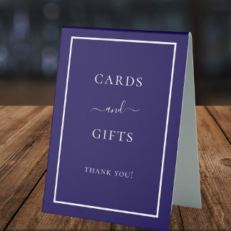Blue white party card gifts sign