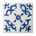 Blue & White Pattern Mediterranean Watercolor Ceramic Tile<br><div class="desc">Give your home a one-of-a-kind allure with our Blue & White Floral Pattern Mediterranean Watercolor Ceramic Tile. Impressively crafted in an eye-catching watercolor look, this Mediterranean-style ceramic tile brings a unique charm to kitchens and bathrooms alike. Its delicate blue and white pattern creates an ornate look reminiscent of the sunbaked...</div>