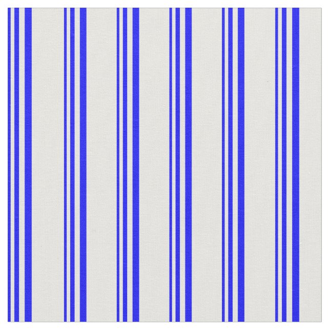 Blue & White Pattern of Stripes Fabric (Close Up)