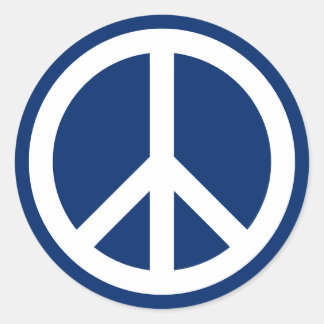 Blue & White Peace Classic Round Sticker
