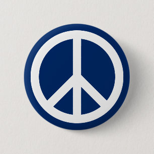 Blue & White Peace Pinback Button