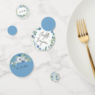 Blue White Peony Floral Chic Spring Garden Wedding Confetti