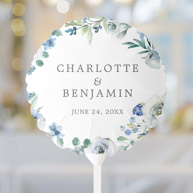 Blue White Peony Floral Custom Spring Wedding Balloon (Creator Uploaded)