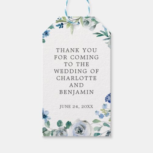 Blue White Peony Floral Custom Spring Wedding Gift Tags