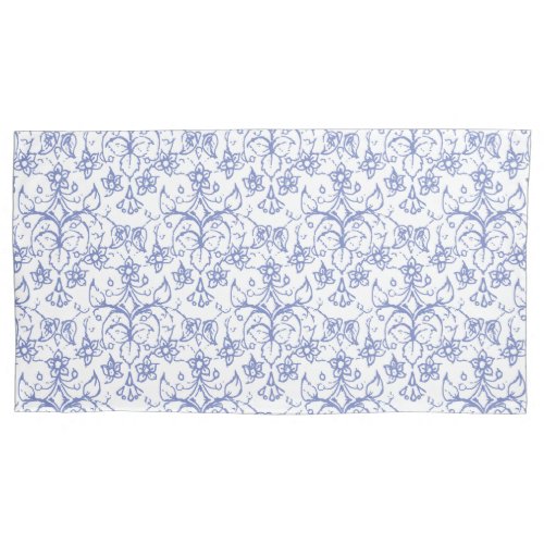 Blue White Periwinkles Floral Lace_like Pattern Pillow Case