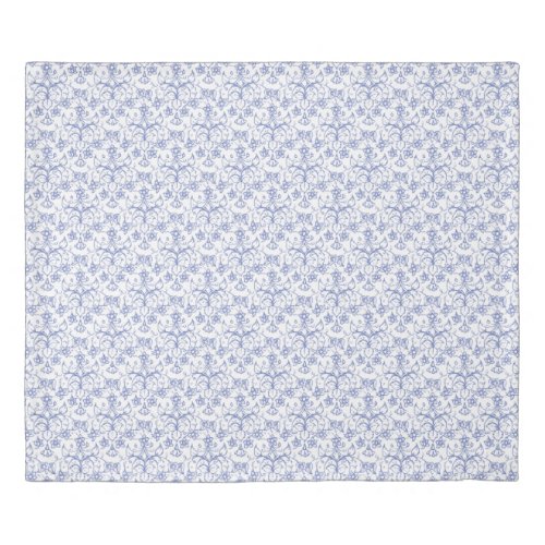 Blue White Periwinkles Traditional Floral Pattern Duvet Cover