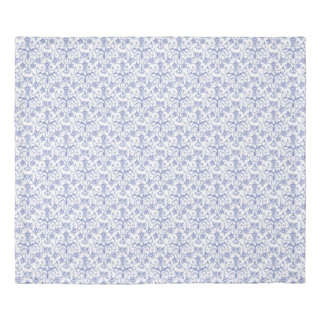 Blue White Periwinkles Traditional Floral Pattern Duvet Cover (Front)