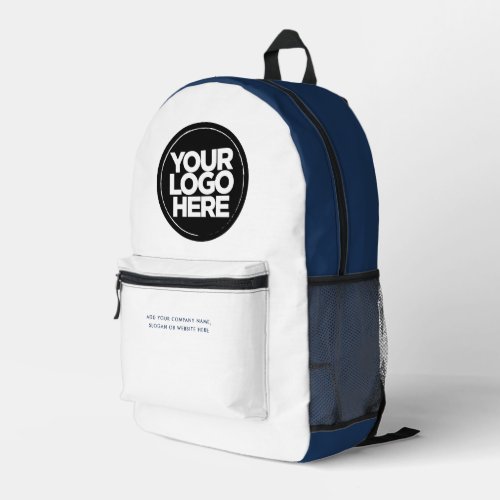 Blue White  Personalized Corporate Logo and Text Printed Backpack