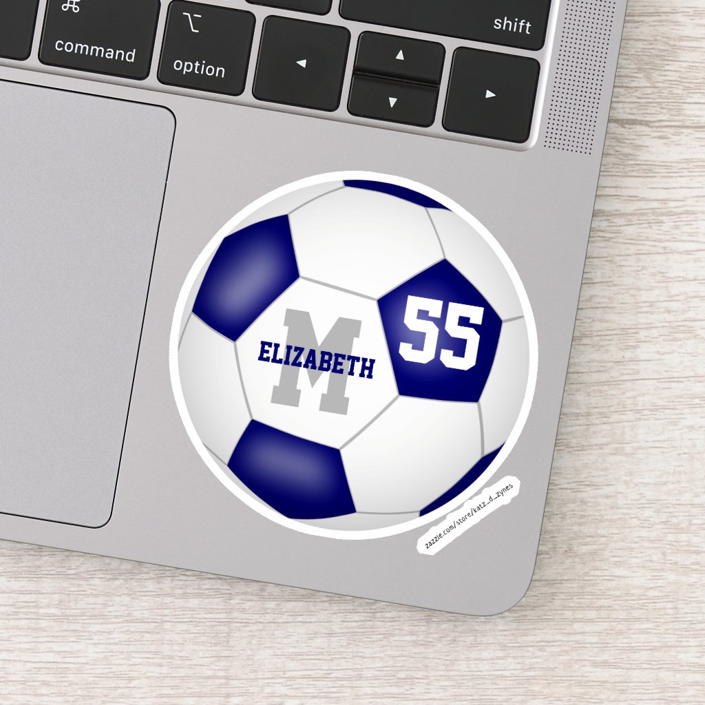 blue white personalized girls boys soccer sticker