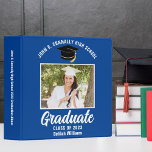 Blue White Personalized Graduation Photo Album 3 Ring Binder<br><div class="desc">This modern blue and white custom senior graduation photo album features your high school or college name for the class of 2024. Customize with your graduating year under the chic handwritten script and grad cap for a great personalized graduate binder keepsake gift. Fill with your photos or memorabilia. Add your...</div>