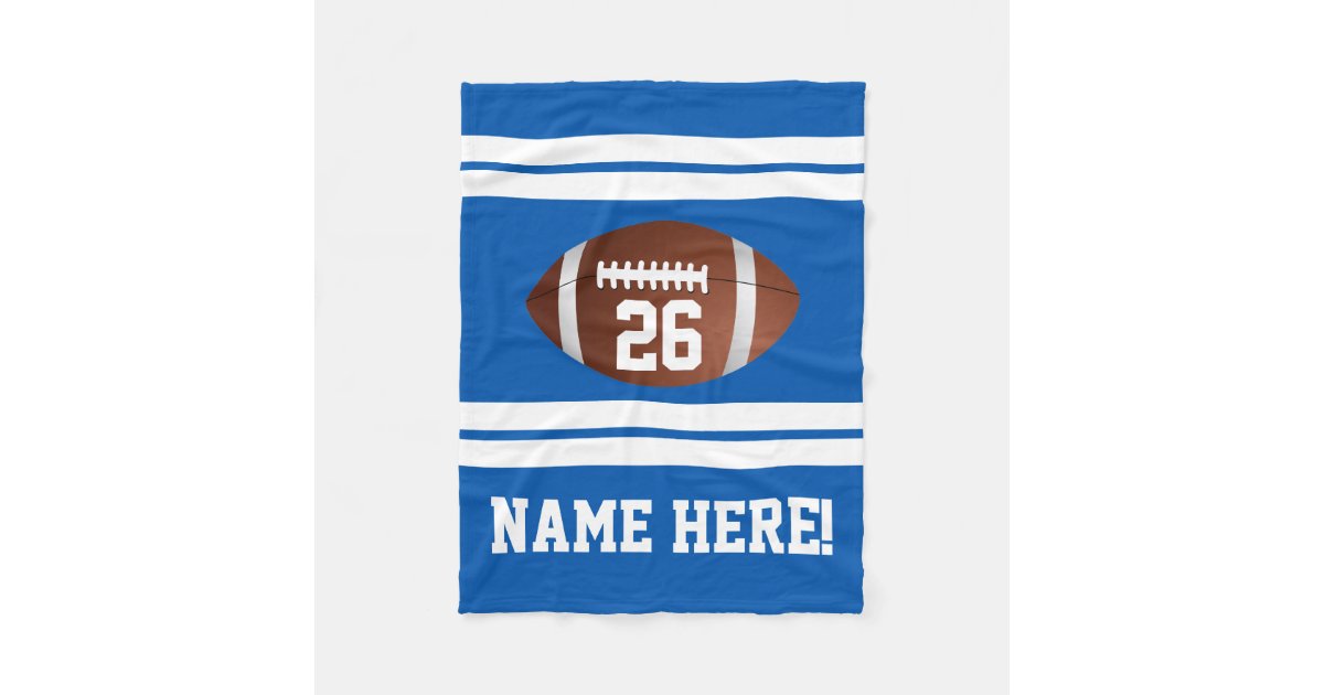 Blue White Personalized Name Team Colors Football Fleece Blanket Zazzle