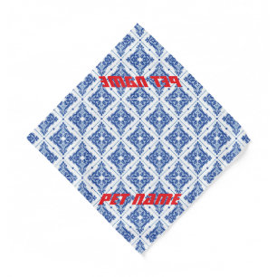 Blue White Personalized Pet Bandana