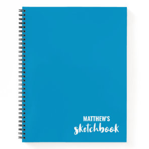 Blue White Personalized Sketchbook Your Name Notebook