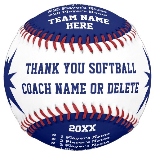 Blue White Personalized Softball Coach Gifts