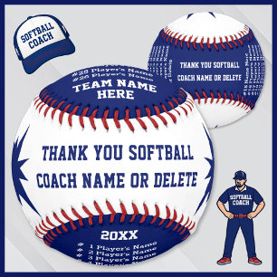 Blue, White Personalized Softball Coach Gifts