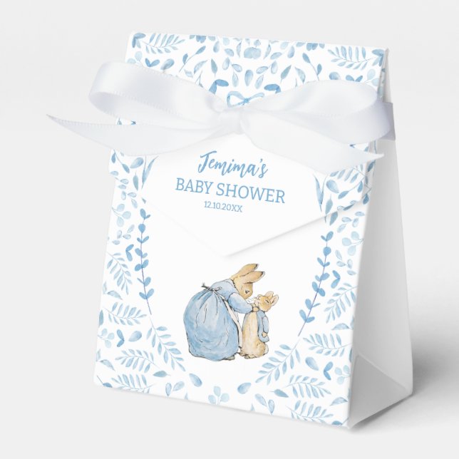 Blue White Peter the Rabbit Beatrix Baby Shower Favor Boxes (Front Side)