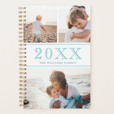 custom family photo collage black personalized planner zazzle com