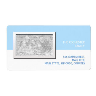 Blue & White Photo Label