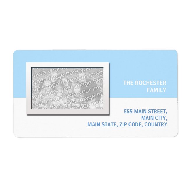 Blue & White Photo Label (Front)