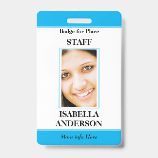 Blue white photo Staff ID Badge