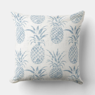 Blue & White Pineapple Throw Pillow