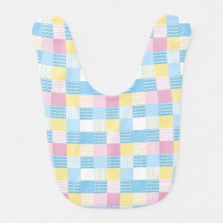Blue white pink and yellow daisy  baby bib