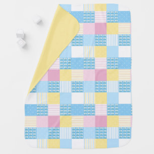 Blue white pink and yellow daisy baby blanket