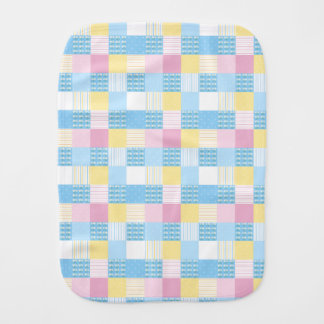 Blue white pink and yellow daisy  baby burp cloth