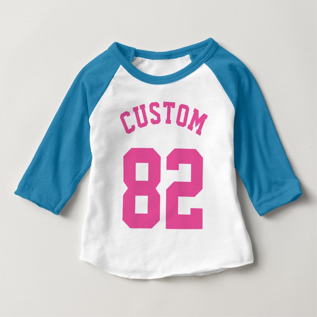 Blue White & Pink Baby Sports Jersey Design Baby TShirt Zazzle