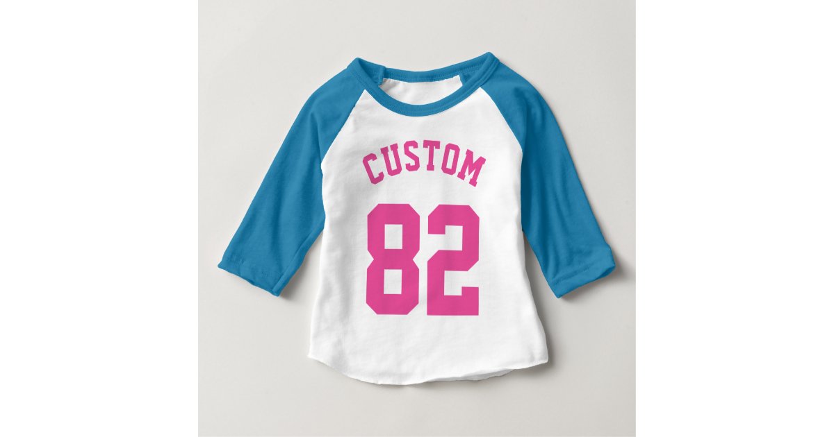 Blue White Pink Baby Sports Jersey Design Baby T Shirt Zazzle Com