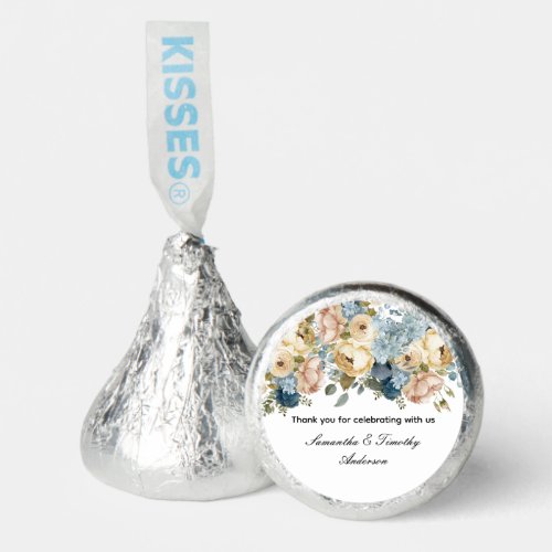 Blue White Pink Floral Wedding Favors Hershey Kiss