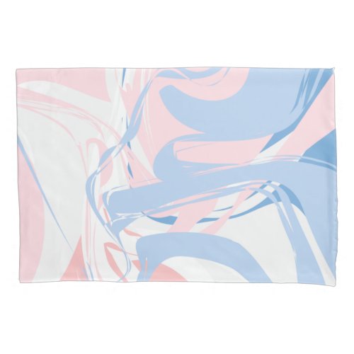Blue White Pink Marble Swirl  Pillow Case