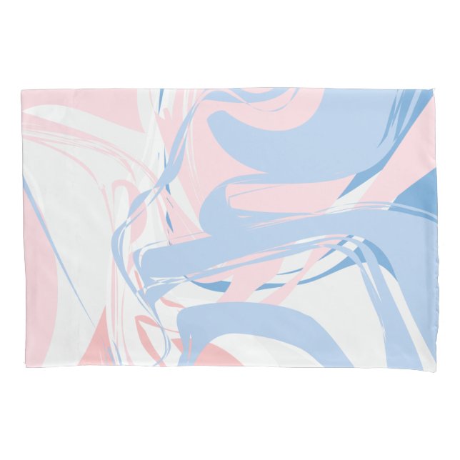 Blue White Pink Marble Swirl  Pillow Case (Front)