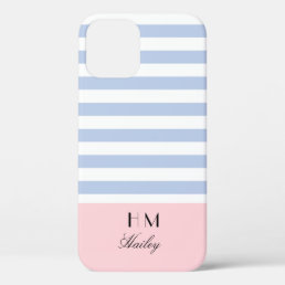 Blue white pink Nautical Monogrammed iPhone case