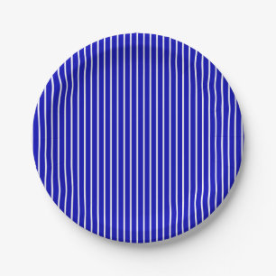 Blue White Pinstripe Paper Plates