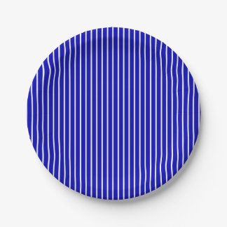 Blue White Pinstripe Paper Plates