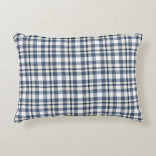 Blue White Plaid 1 Accent Pillow