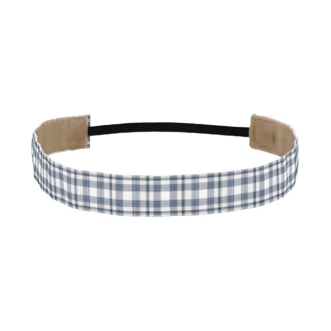 Blue White Plaid 1 Athletic Headband (Front)