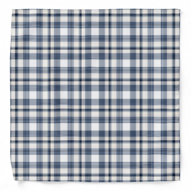 Blue White Plaid 1 Bandana (Front)